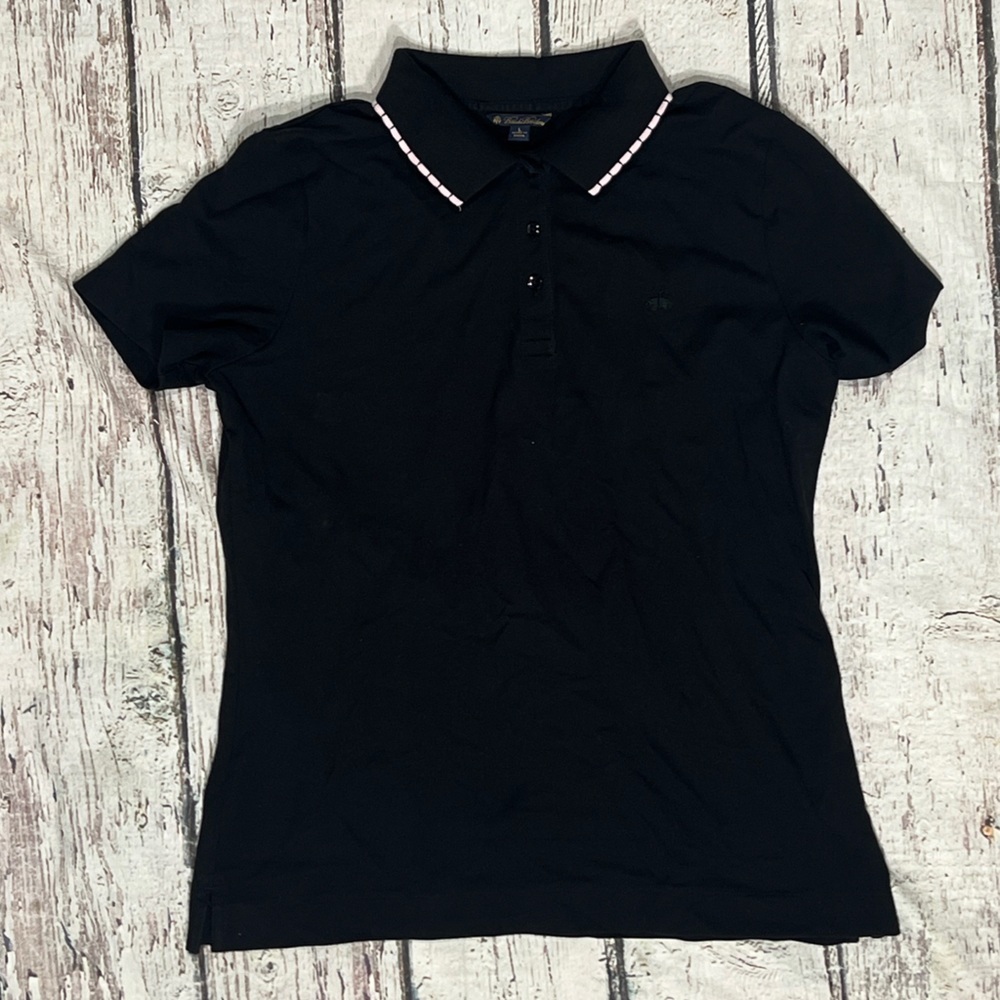 Brooks Brothers Women's Short Sleeve Polo Golf Black Tennis Preppy Shirt